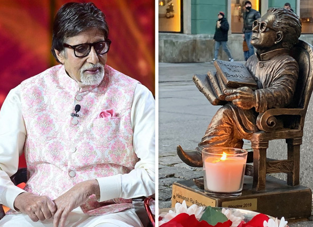 Amitabh Bachchan is honoured as a candle is lit near Harivansh Rai Bachchan’s statue in Poland on Diwali