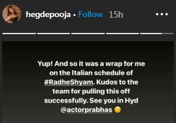 Pooja Hegde confirms it’s a schedule wrap for Radhe Shyam in Italy, will kick off Hyderabad shoot with Prabhas