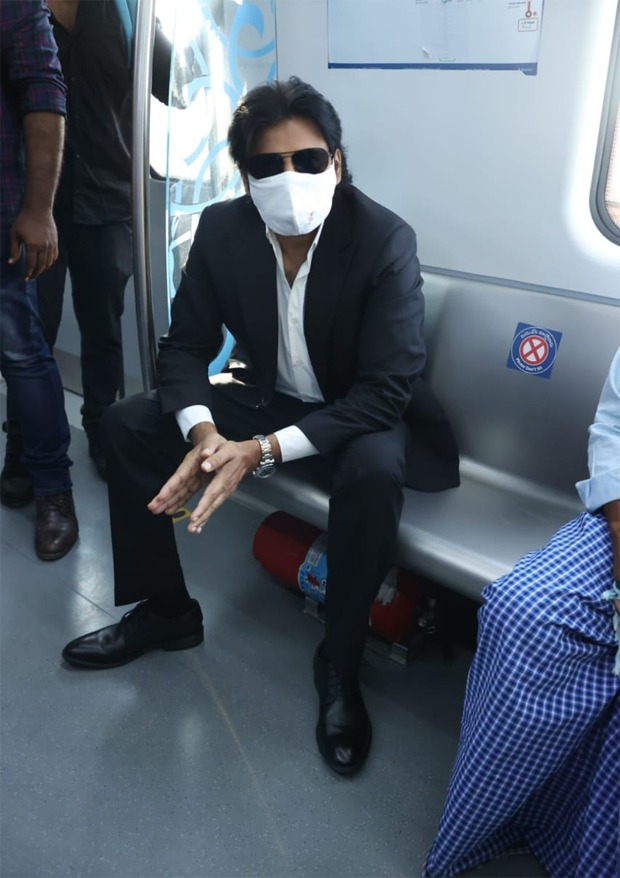 Pawan Kalyan interacts with passengers as he takes a metro to reach Vakeel Saab sets; see pics 