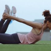 Taapsee Pannu does the perfect bow pose as she shoots for Rashmi Rocket