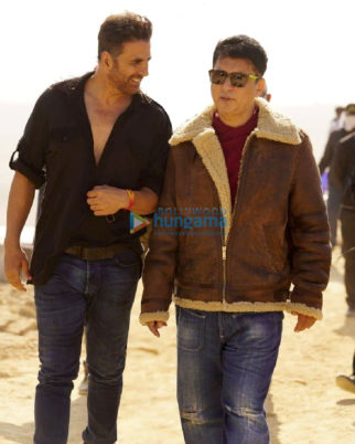 On the sets of the movie Bachchan Pandey