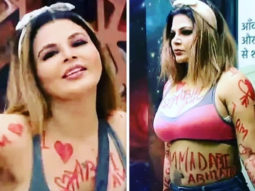 Bigg Boss 14: Rakhi Sawant writes Abhinav Shukla’s name all over her torso, leaving him and his wife Rubina Dilaik disgusted
