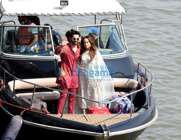 photos newlyweds varun dhawan and natasha dalal arrive from alibaug 1