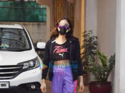 Photos: Sara Ali Khan snapped at dubbing studio in Juhu