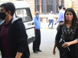 Rhea Chakraborty & Showik Chakraborty with their father at NCB office