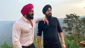 Turban-clad Salman Khan strikes a pose with Shera on the sets of Antim – The Final Truth 