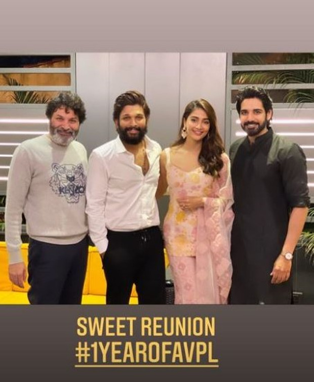 Allu Arjun shares inside pictures from the one year reunion bash of Ala Vaikunthapurramuloo; calls Pooja Hegde his good luck charm