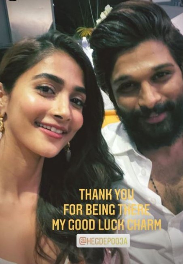 Allu Arjun shares inside pictures from the one year reunion bash of Ala Vaikunthapurramuloo; calls Pooja Hegde his good luck charm