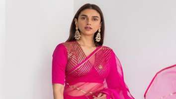 Aditi Rao Hydari looked resplendent in Raw Mango sheer and vibrant pink saree at Dia Mirza’s wedding
