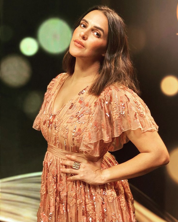 Neha Dhupia’s three tier hand embellished gown worth Rs. 1.74 lakhs is about glamour and comfort