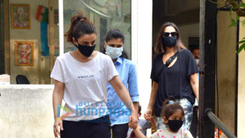 Photos: Soha Ali Khan and Neha Dhupia snapped with their respective kids in Bandra