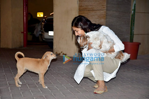 Photos: Sophie Choudry spotted in Bandra playing with a street dog
