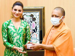 Urvashi Rautela meets CM Yogi Adityanath during the shoot of Inspector Avinash in Lucknow