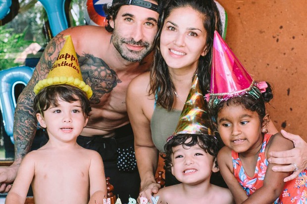 Sunny Leone and Daniel Weber celebrate their twins Asher and Noah's third birthday