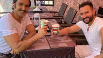 Saif Ali Khan and Ranveer Singh twin in white as they bond over a cup of coffee on set