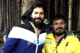 On the sets of the movie Bhediya