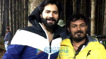 On the sets of the movie Bhediya