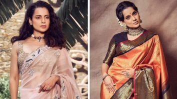 Kangana Ranaut goes from pastel peach to handloom saree for trailer launch of Thalaivi in Chennai and Mumbai