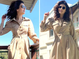 Karishma Tanna opts for affordable trench dress and pairs it with knee high boots