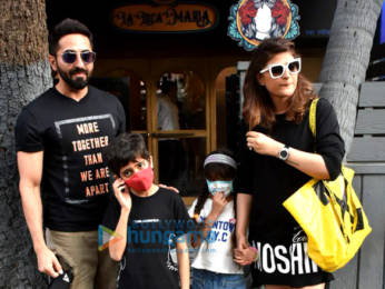 Photos: Ayushmann Khurrana snapped with wife Tahira Kashyap and kids in Bandra