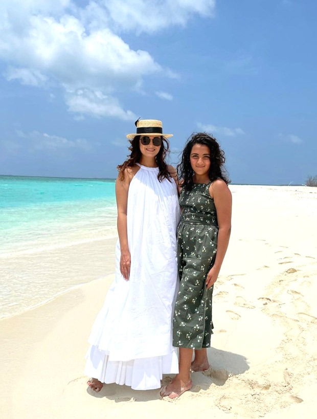 Dia Mirza vacations with her husband Vaibhav Rekhi in Maldives; strikes a pose with step-daughter