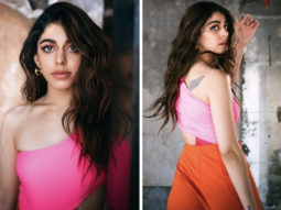 Alaya F makes a strong case for colour blocking in print bodysuit and poppy orange flared pants