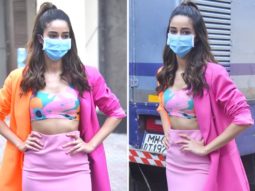 Ananya Panday is all about dopamine dressing in multicolour jacket with mini skirt and crop top