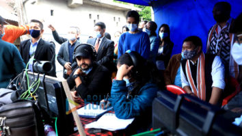 On the sets of the movie Bhediya