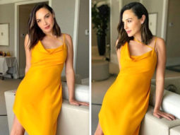 Gal Gadot flaunts her baby bump in stunning yellow satin dress