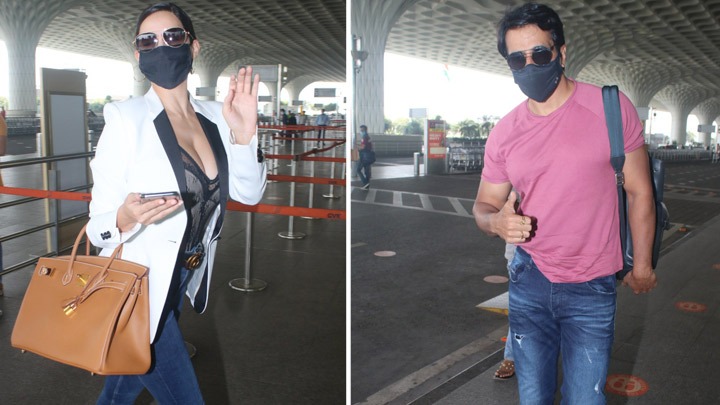 Spotted – Nora Fatehi and Sonu Sood at Airport