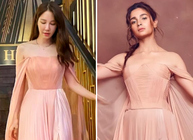 The Penthouse actress Lee Ji Ah wore same Georges Chakra peach gown that Alia Bhatt wore during IIFA 2019