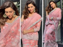 Aamna Sharif’s peach sharara is the classic silhouette for wedding season