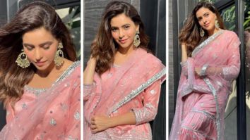 Aamna Sharif’s peach sharara is the classic silhouette for wedding season