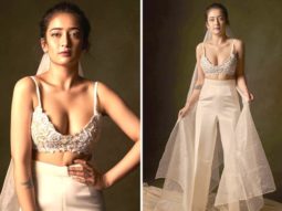 Akshara Haasan looks ethereal in embellished bralette and high rise white pants