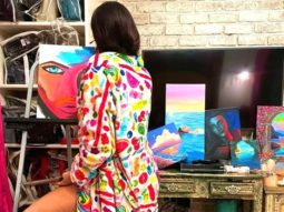 Janhvi Kapoor posts pictures while painting; her printed robe definitely adds quirky element