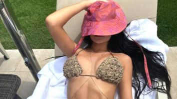 Kylie Jenner flaunts her curves in sexy gold knitted bikini