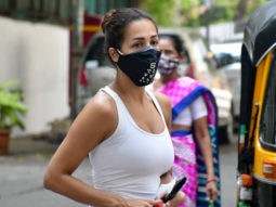 Malaika Arora spotted with her pet at her residence in Bandra