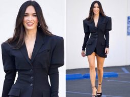 Megan Fox’s corset blazer with voluminous shoulders add fun and drama to puff-sleeve trend