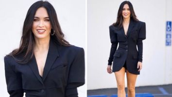 Megan Fox’s corset blazer with voluminous shoulders add fun and drama to puff-sleeve trend