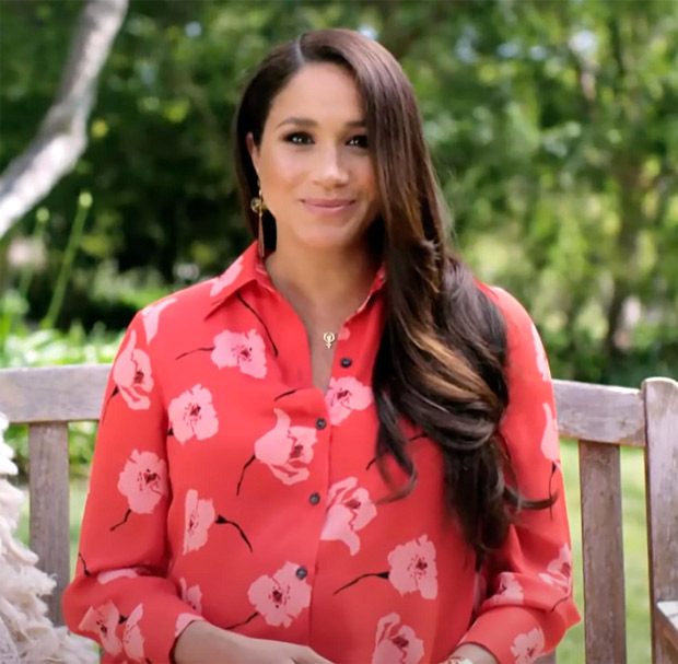 Meghan Markle keeps it bright in poppy print Carolina Herrera shirt ...