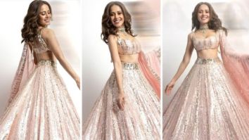 Nushrratt Bharuccha looks resplendent in Manish Malhotra’s signature sequins encrusted pink lehenga
