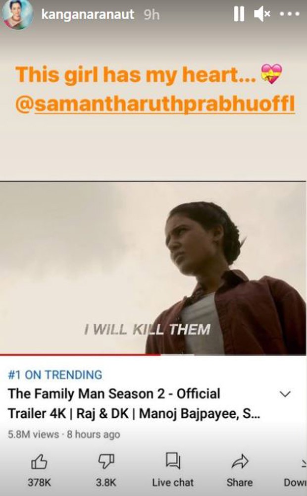 Kangana Ranaut lauds Samantha Akkineni after the trailer release of The Family Man 2