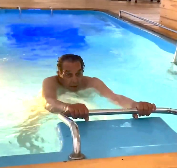 Dharmendra shares a glimpse performing water aerobics on this International Yoga Day