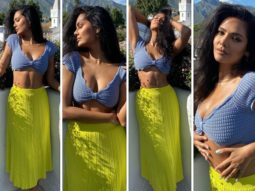 Esha Gupta is all about colour blocking in crochet crop top with neon yellow midi skirt