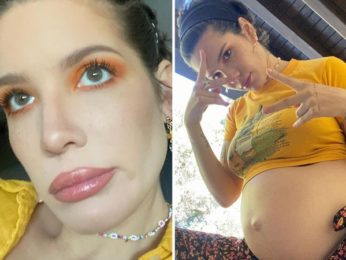 Halsey flaunts her baby bump, is a ray of sunshine in yellow makeup matching with her t-shirt