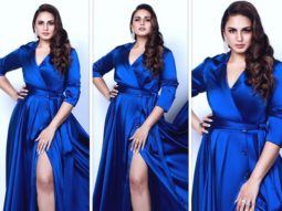 Huma Qureshi steals the limelight in royal blue satin dress with thigh-high slit
