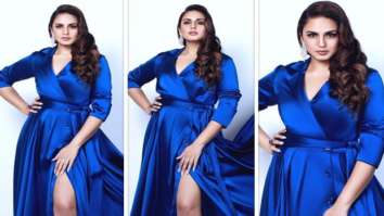 Huma Qureshi steals the limelight in royal blue satin dress with thigh-high slit
