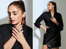 Huma Qureshi stuns in black crop top and leather mini skirt