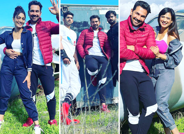 Khatron Ke Khiladi 11: Abhinav Shukla, Varun Sood, Sana Makbul, Shweta Tiwari and Vishal Aditya Singh pose in front of an aircraft