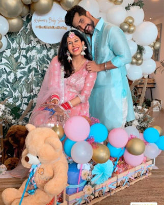 Kishwer Merchant stuns in pink sharara and lilac dress during her baby shower with husband Suyyash Rai